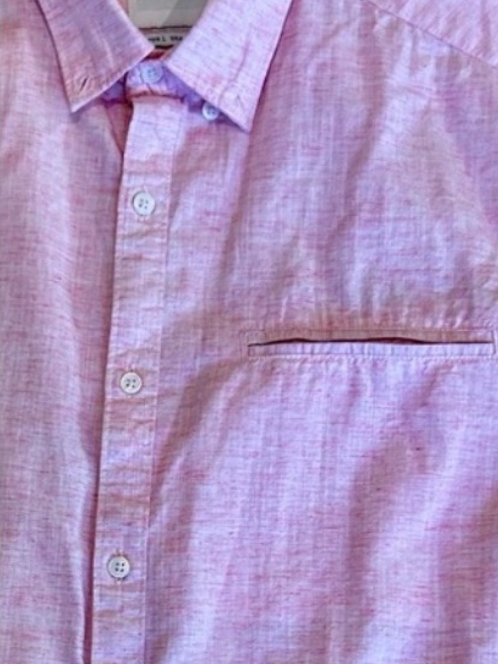 Denim & Flower Light, Heather Pink Short-Sleeve Button-Down Shirt Cotton blend L